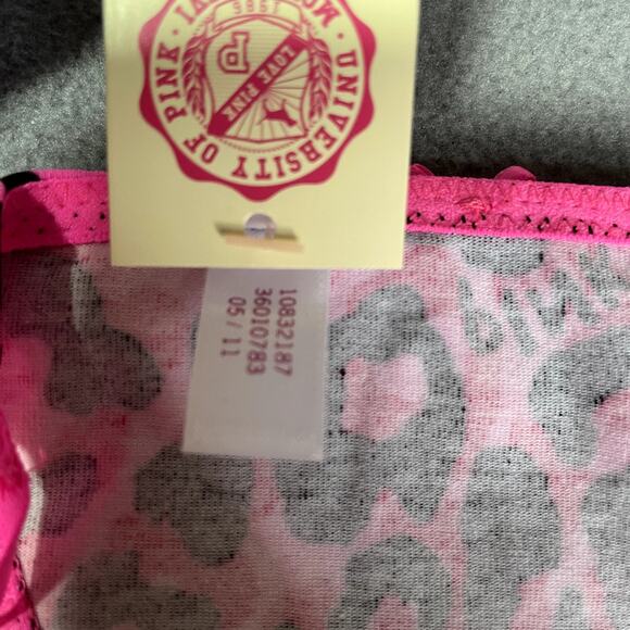 Victoria's Secret PINK 2011 Ruffle Trim V-String Panty Thong Animal Print RARE - Picture 8 of 8